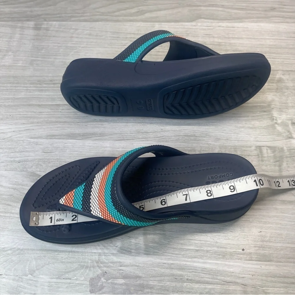 CROCS Monterey Beaded Strap Wedge Slip On Comfort Sandals Blue Women’s size 9